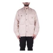 Beige Logo Jas Vier Voorzakken Carhartt Wip , Beige , Heren