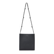 Zwarte Leren Schoudertas met Magneetsluiting Jil Sander , Black , Dame...