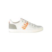 Witte Polyester Sneakers met Veters, Contrastdetails, Logo Napapijri ,...