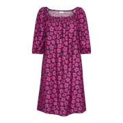 Bloemen Karaya Jurk Zwart/Fuchsia Kaffe , Pink , Dames