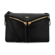 Zwarte Leren Diamant Crossbody Tas MCM , Black , Dames