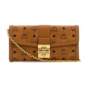 Canvas Wallet with Shoulder Strap MCM , Brown , Dames