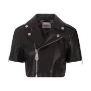 Zwarte Cropped Biker Jas Gotische Stijl Philipp Plein , Black , Dames