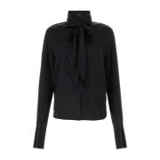 Zwarte Satijnen Stretch Shirt Ermanno Scervino , Black , Dames