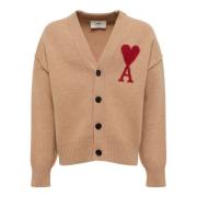 Kameel Cardigan met Ami de Coeur Ami Paris , Beige , Heren