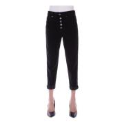 Zwarte broek met zijlogo Dondup , Black , Dames