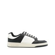 Zwart Wit Leren Lage Sneakers Saint Laurent , Multicolor , Heren