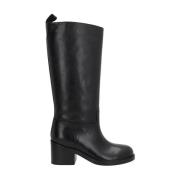 Zwarte Leren Enkellaarzen Bally , Black , Dames