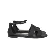 Pre-owned Leather sandals Hermès Vintage , Black , Dames