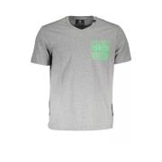 Bedrukt Logo V-hals T-shirt in Grijs Plein Sport , Gray , Heren