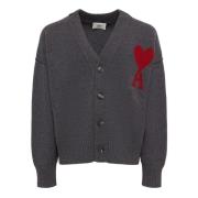 Grijze Hart Cardigan Sweater Ami Paris , Gray , Heren