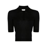 Zwart Geborduurde Polo Top Saint Laurent , Black , Dames