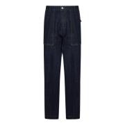 Donkerblauwe Denim Jeans Rechte Pijp Doppiaa , Blue , Heren