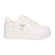 Witte Leren Sneaker met Gouden Metalen Logo Windsor Smith , White , Da...