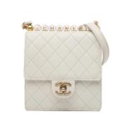 Pre-owned Leather shoulder-bags Chanel Vintage , White , Dames