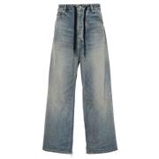 Wide-Leg Indigo Blue Denim Jeans Balenciaga , Blue , Dames