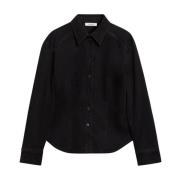 Gebogen Denim Blouse met Gewassen Look IVY OAK , Black , Dames