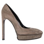 Pre-owned Suede heels Yves Saint Laurent Vintage , Gray , Dames