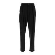 Stijlvolle Zwarte Wollen Broek Giorgio Armani , Black , Heren