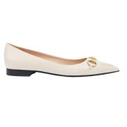 Witte Leren Ballerina Schoenen Gucci , White , Dames