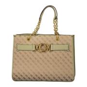 Elegante groene polyester handtas met logodetail Guess , Green , Dames