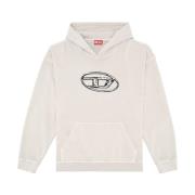 Logo Print Hooded Sweater Diesel , Gray , Heren