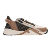 Lage Sneakers in Ivoor en Bruin Fendi , Multicolor , Heren