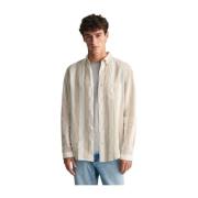 Gestreept Linnen Overhemd Zomer Casual Gant , Beige , Heren