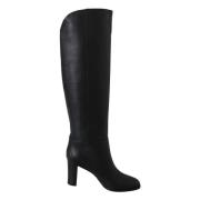 Elegante Zwarte Leren Laarzen met Hak Jimmy Choo , Black , Dames