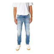 Straight Fit Jeans met middelhoge taille Replay , Blue , Heren