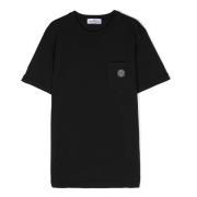 Zwarte Jersey T-shirt met Zak Stone Island , Black , Heren