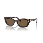 Mode Zonnebril in Donker Havana/Bruin Swarovski , Brown , Dames