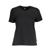 Zwart Katoenen T-shirt met Contrastdetails K-Way , Black , Dames