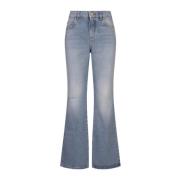 Flare Jeans Blauw Denim Balmain , Blue , Dames