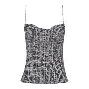 Monogram cami top Balmain , Black , Dames