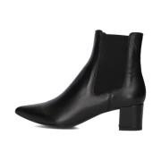 Chique Zwarte Leren Enkellaarzen Unisa , Black , Dames