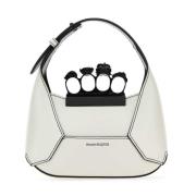 Witte Leren Mini Jewelled Hobo Handtas Alexander McQueen , White , Dam...