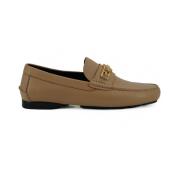 Exclusieve Medusa Loafers in Goudkleurig Leer Versace , Beige , Heren