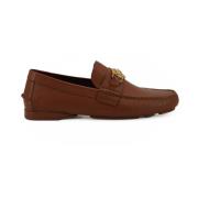 Elegante Leren Loafers met Medusa-reliëf Versace , Brown , Heren