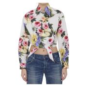 Witte Giardino Print Crop Shirt Dolce & Gabbana , Multicolor , Dames