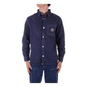 Blauw Logo Voorkant Knoopshirt Carhartt Wip , Blue , Heren