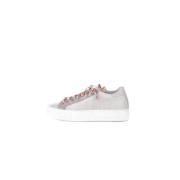 Roze Leren Sneakers met Glitterdetails P448 , Multicolor , Dames