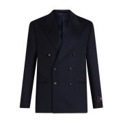 Navy Blauw Kasjmier Dubbelrijige Blazer Etro , Blue , Heren