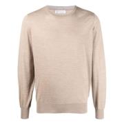 Luxe Wol Kasjmier Crew-Neck Trui Brunello Cucinelli , Beige , Heren