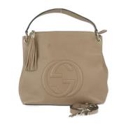 Pre-owned Leather totes Gucci Vintage , Beige , Dames