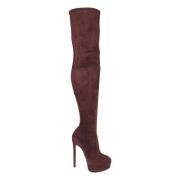 Zwarte Stretch Hoge Hak Laars Casadei , Brown , Dames