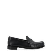 Zwarte Leren Loafer Mocassin Max Mara , Black , Dames