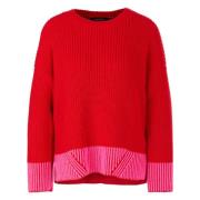 Oversized Gebreide Trui met Technische Details Marc Cain , Red , Dames