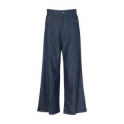 Blauwe katoenen broek Max Mara , Blue , Dames