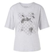 Glitter Motif Cotton T-Shirt Marc Cain , Gray , Dames